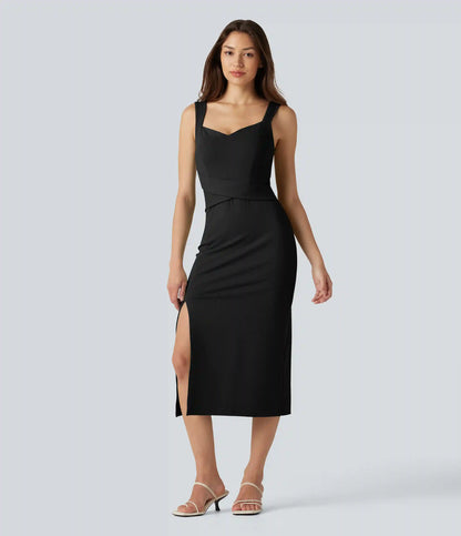 Sweetheart Neck Built-in Bra Bodycon Midi Casual Dress