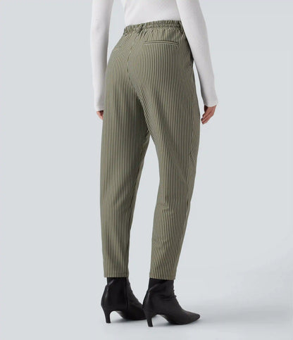 Halara Flex™ Mid Rise Drawstring Tapered Stripe Work Pants with Pockets