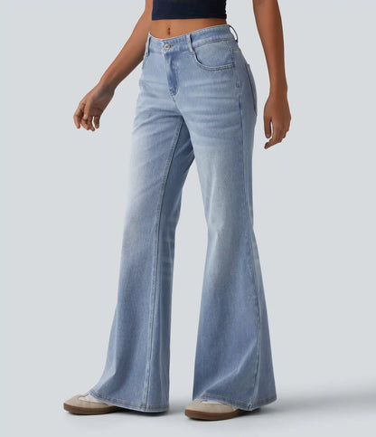 Halara Flex™ Low Rise Flare Washed Casual Jeans with Pockets