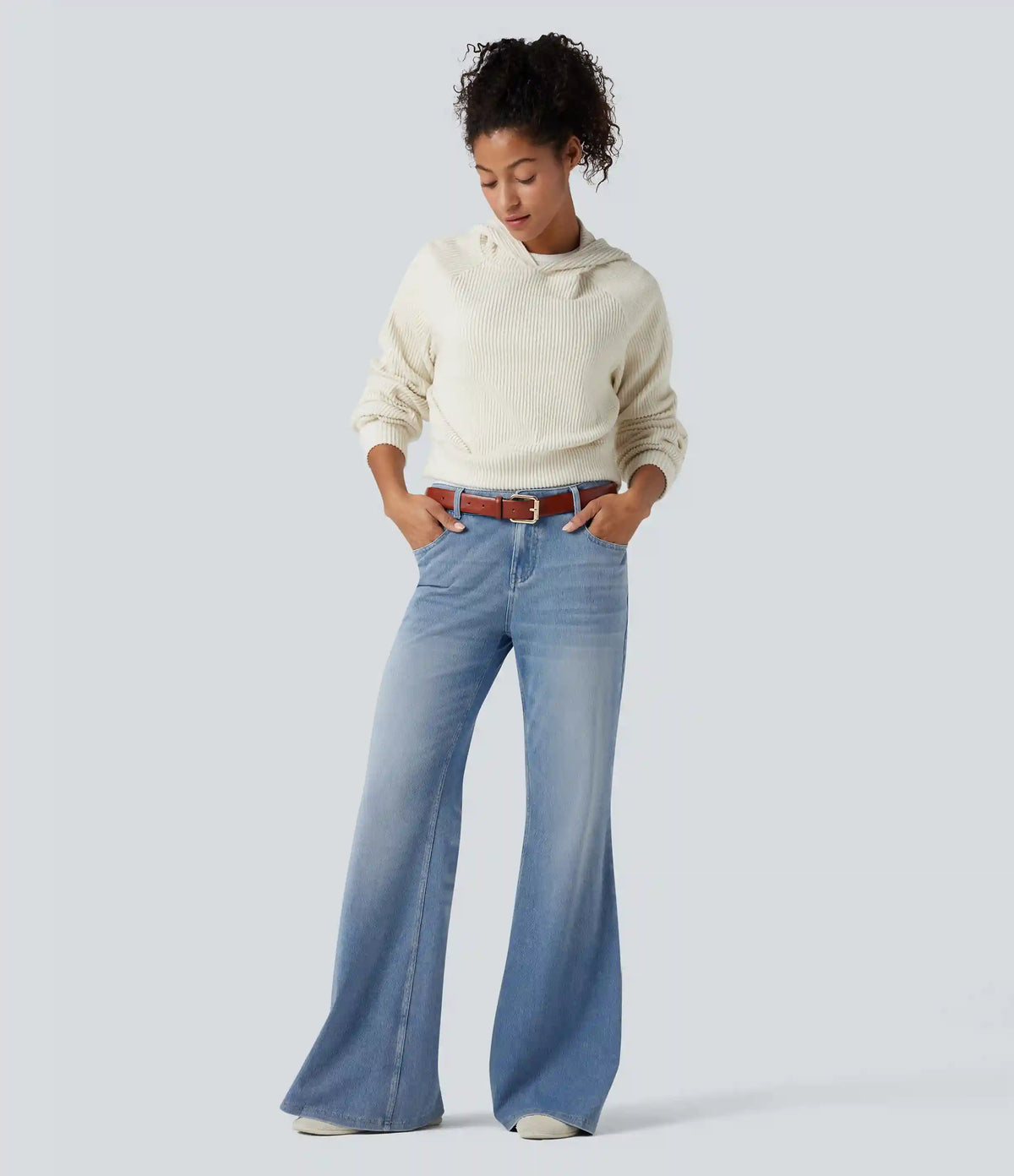 Halara Flex™ Low Rise Flare Washed Casual Jeans with Pockets