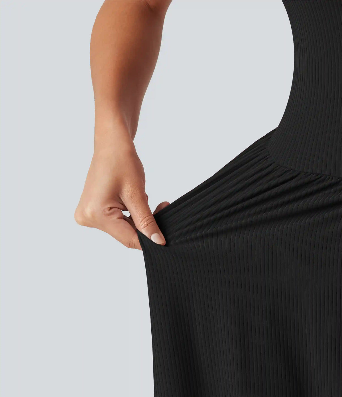 Ribbed Henley Neck Built-in Bra 2-in-1 Mini Tennis Active Tank Dress with Pockets-Easy Peezy Edition