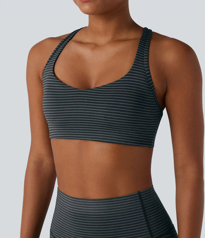 Medium Support Racerback Stripes Training Sports Bra