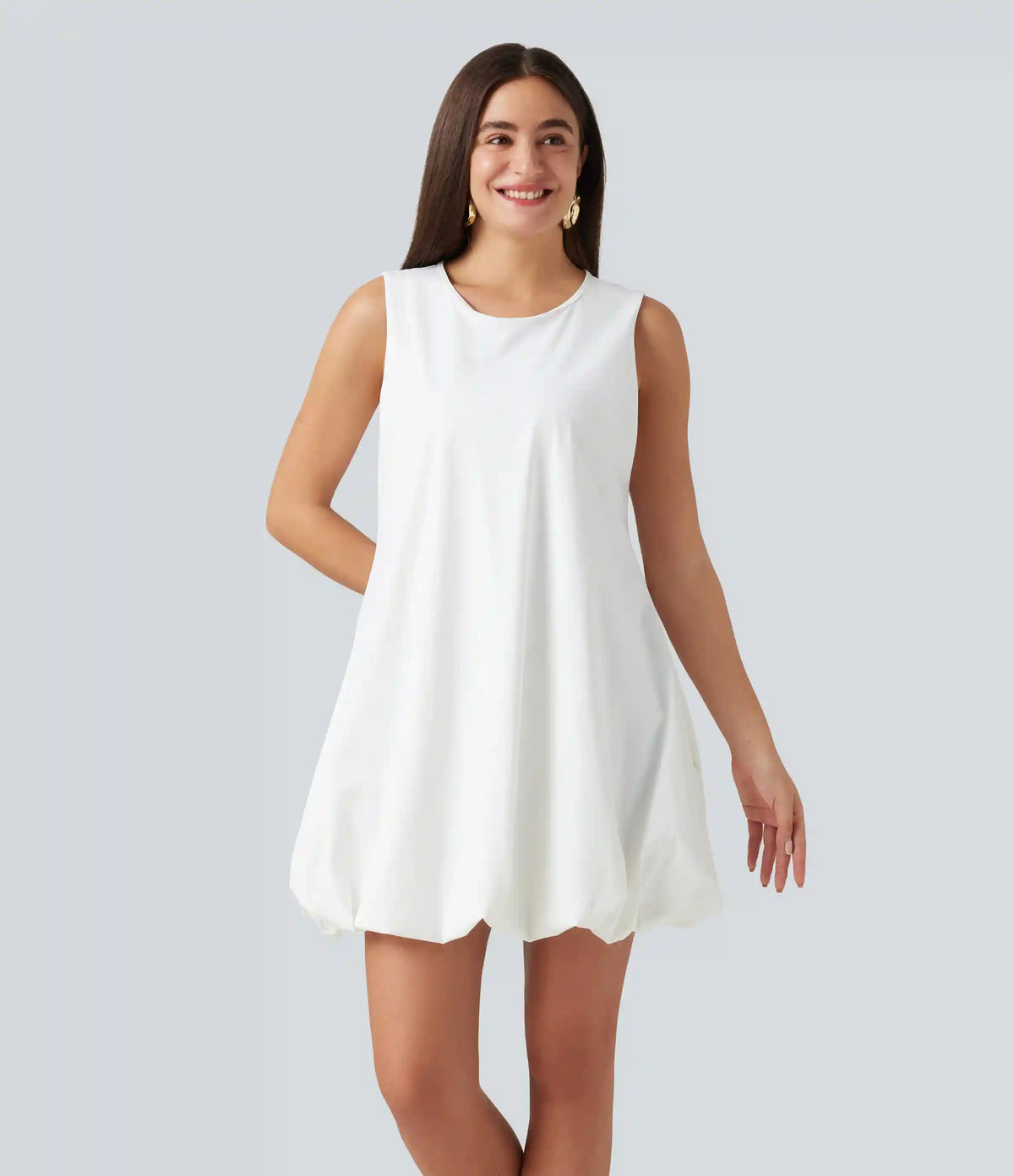 Round Neck Sleeveless Mini Dance Active Bubble Dress with Pockets
