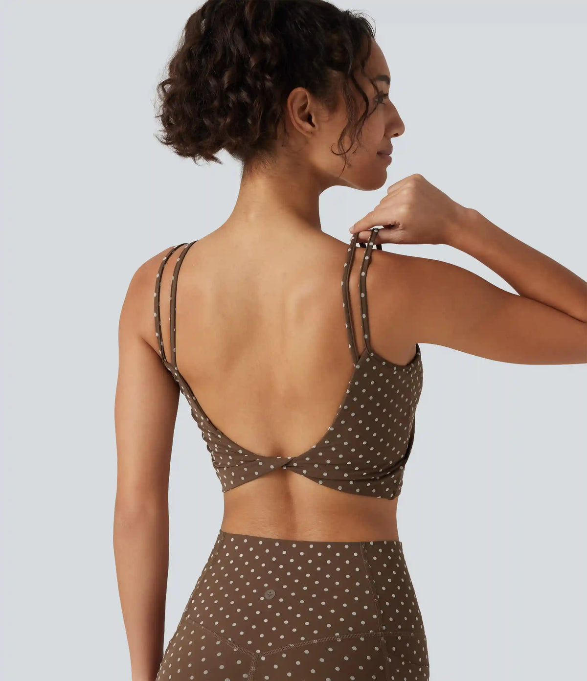 Halara UltraSculpt™ Light Support Backless Built-in Bra Flocked Polka Dot Yoga Sports Bra
