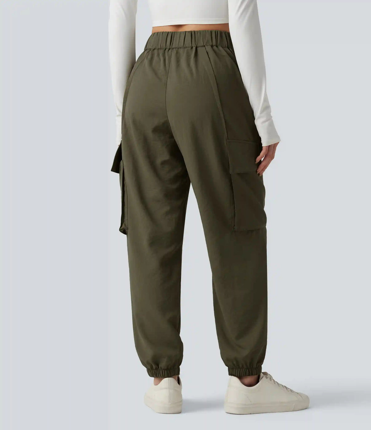 Mid Rise Casual Cargo Joggers with Pockets