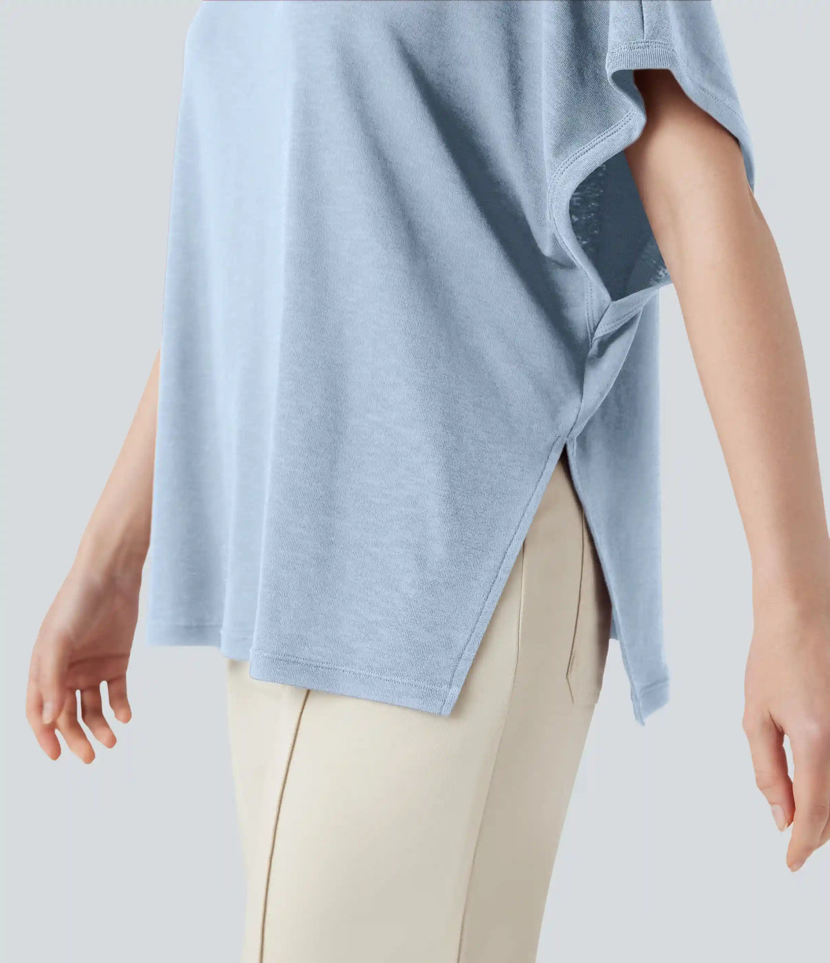 Round Neck Batwing Sleeve Relaxed Casual T-Shirt