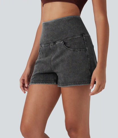 Halara Flex™ High Waisted Tummy Control Denim Casual Shorts 3'' with Pockets