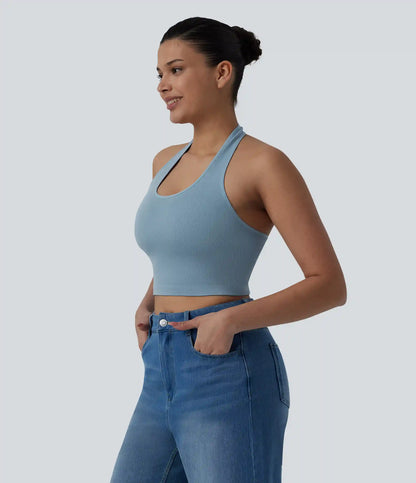 OneForm Seamless Flow Halter Cropped Casual Tank Top