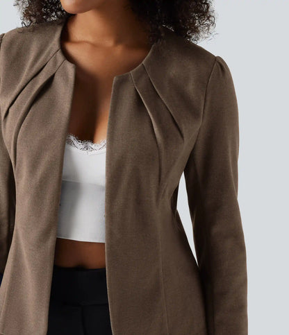 Round Neck Hook and Eye Work Blazer