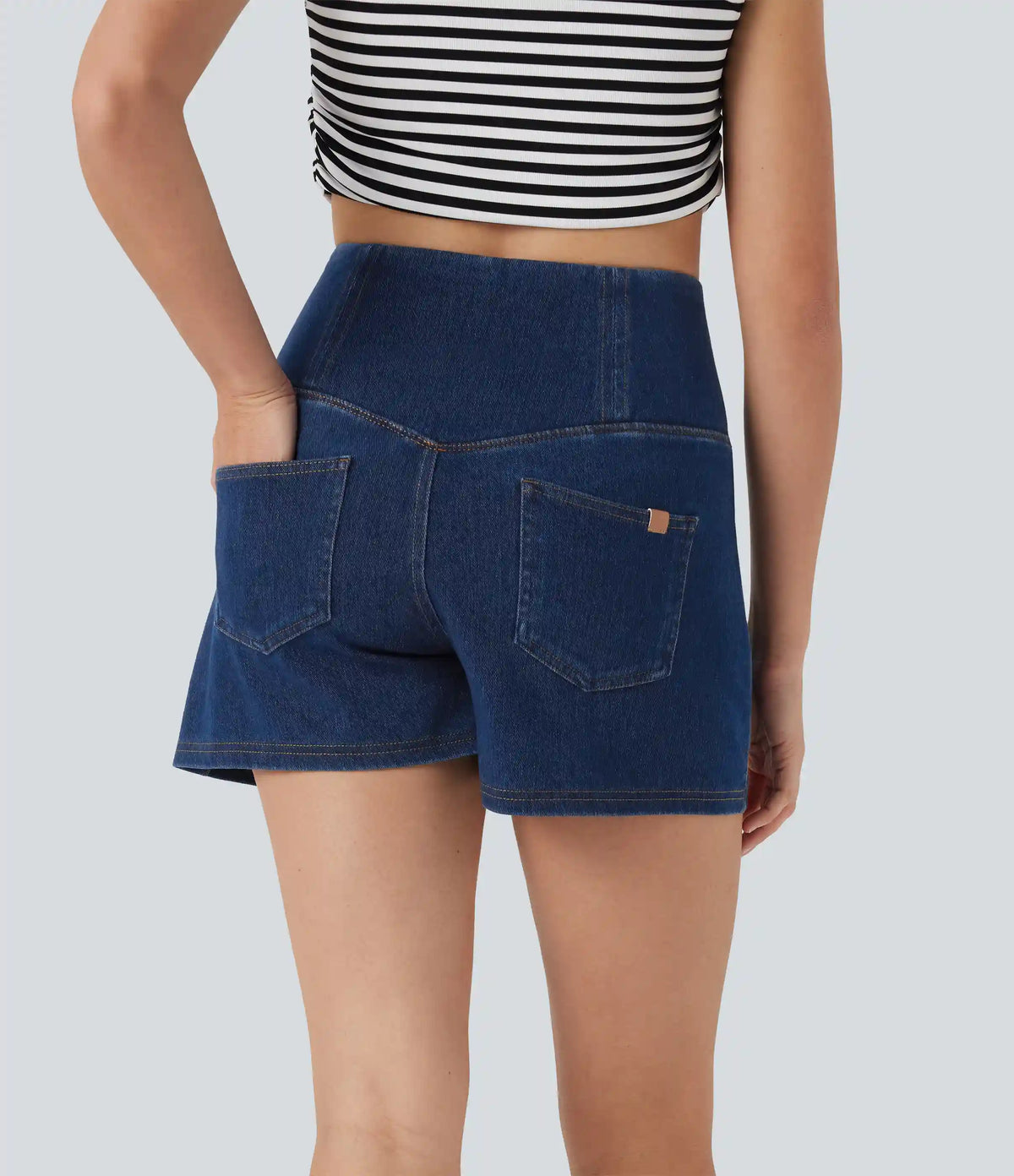 Halara Flex™ High Waisted Tummy Control Denim Casual Shorts 3'' with Pockets