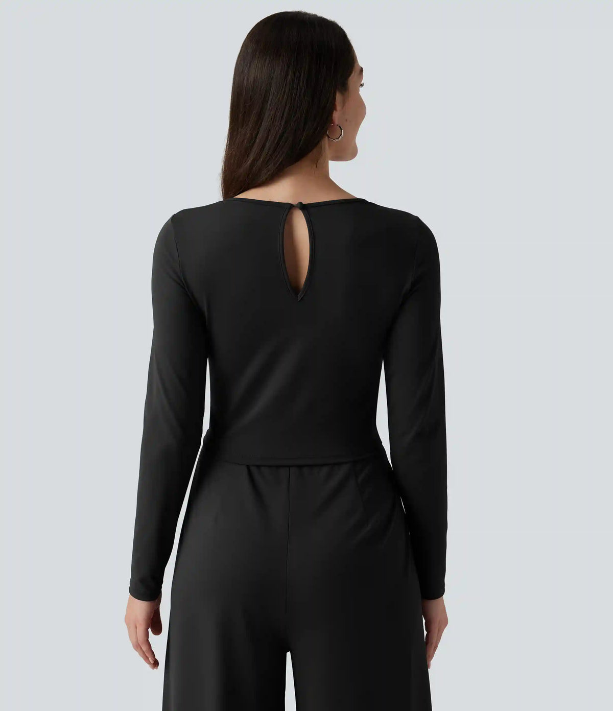 Round Neck Long Sleeve Wide Leg Casual Jumpsuit with Pockets-Easy Peezy Edition