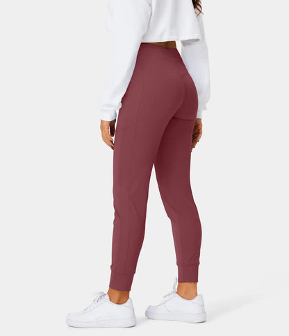 SoftlyZero™ Plush High Waisted Drawstring Pocket Plain Full Length Joggers