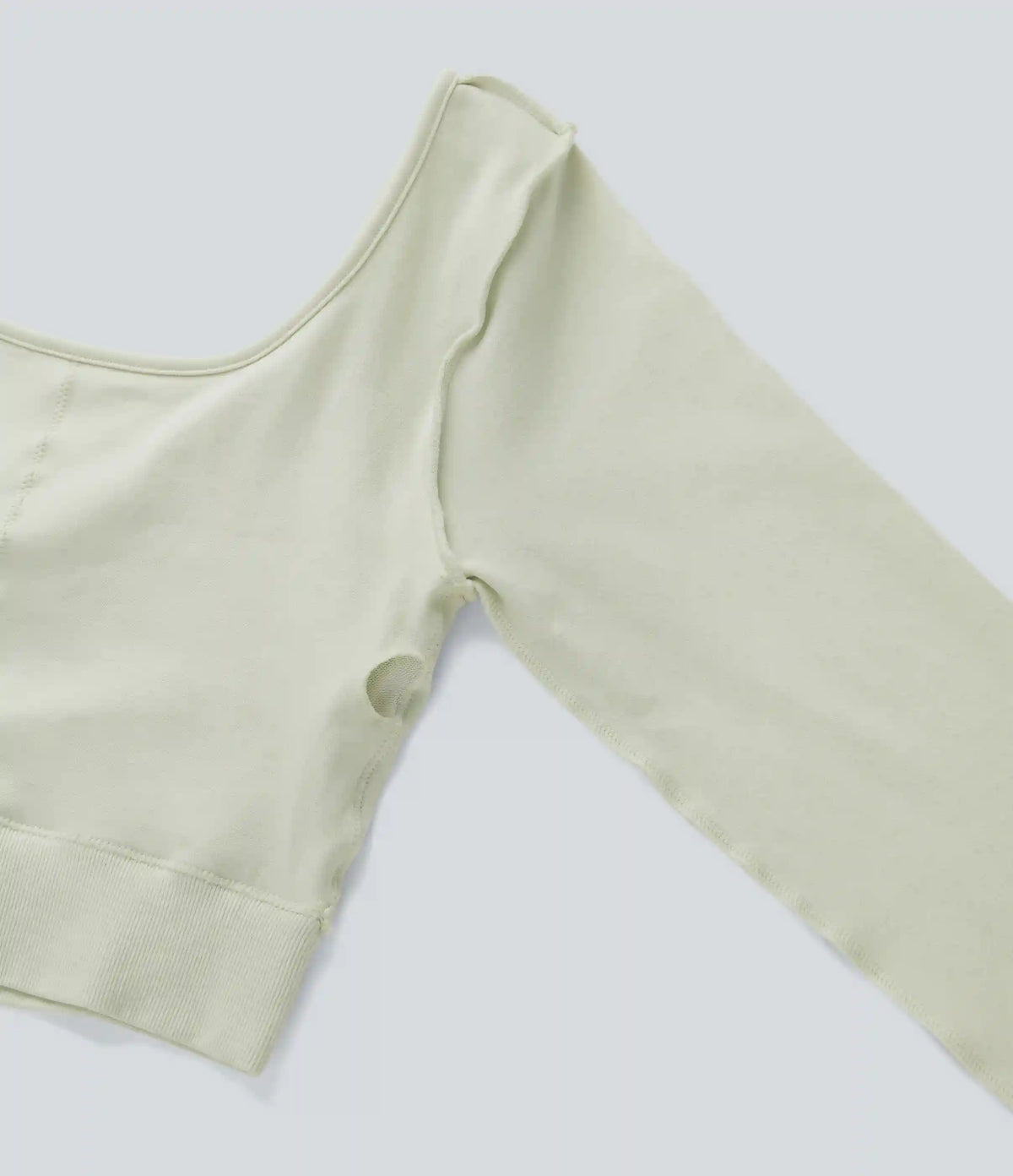 Seamless Flow Twisted Backless Scoop Neck Long Sleeve Thumb Holes Cropped Yoga Sports Top