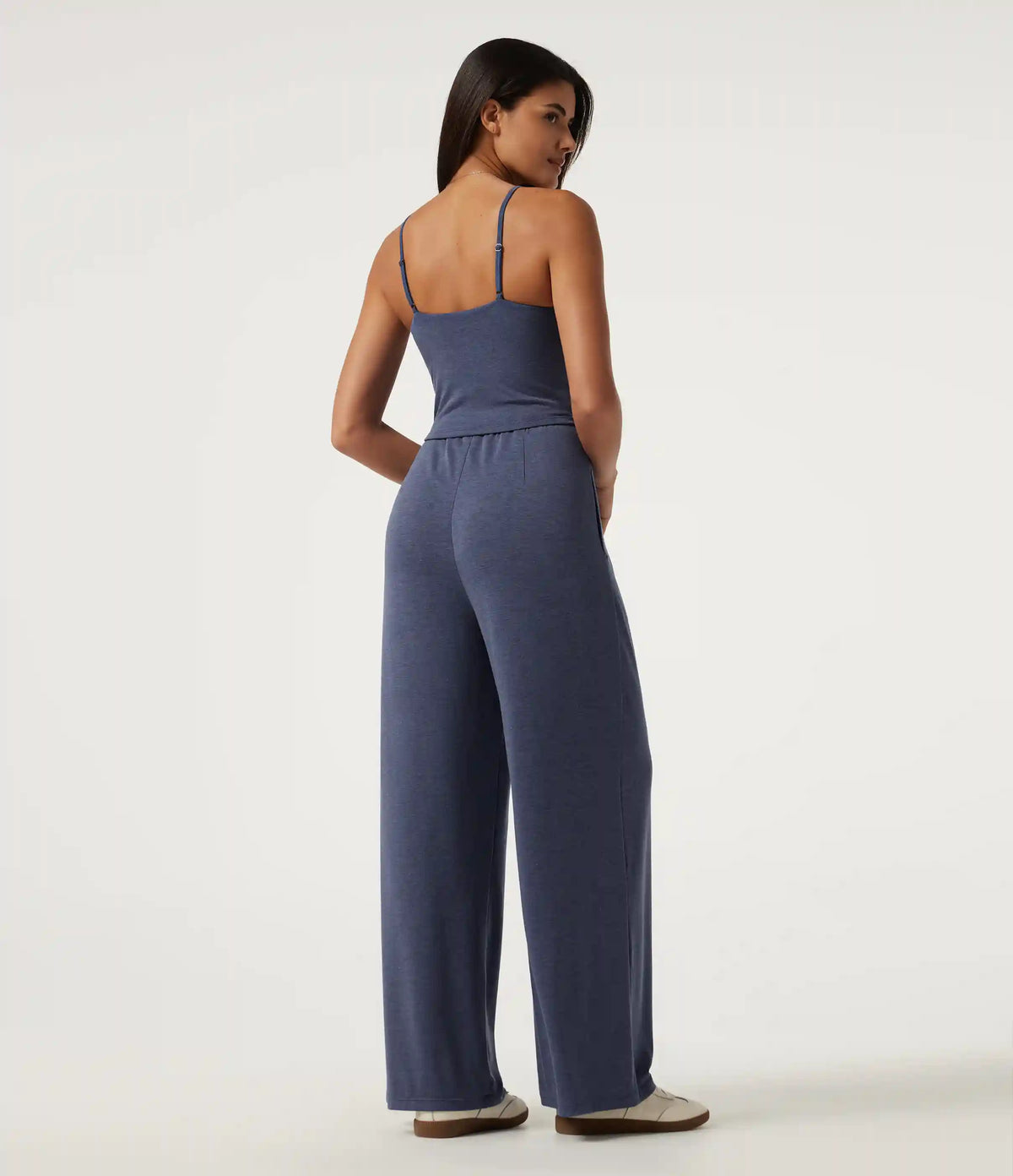 U-Neck Sleeveless Built-in Bra Ruched Baggy Casual Jumpsuit with Pockets-Easy Peezy Edition