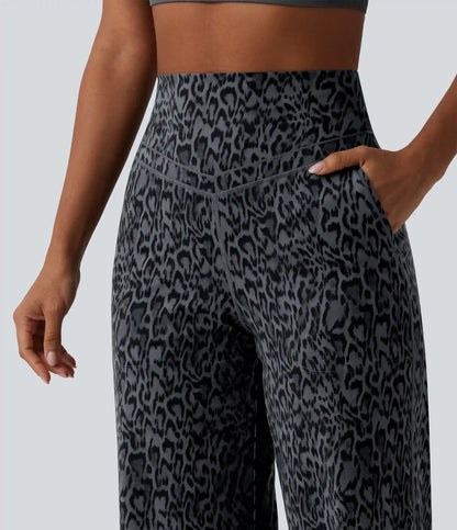 Halara UltraSculpt™ Leopard Print High Waisted Tummy Control Straight Leg Yoga Pants with Pockets