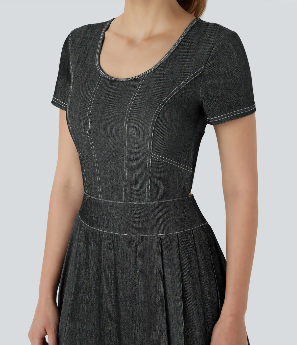 Halara Flex™ Pleated Hem 2-in-1 InstantCool Washed Denim Tennis Active Dress with Pockets