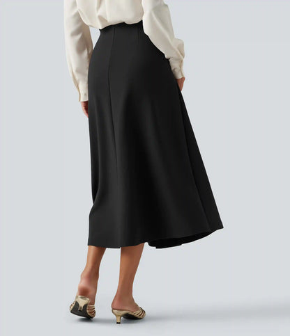 High Waisted A-Line Midi Work Skirt