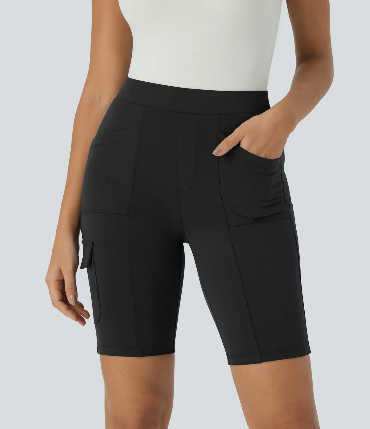 DayStretch High Waisted Pockets Work Biker Shorts 8''