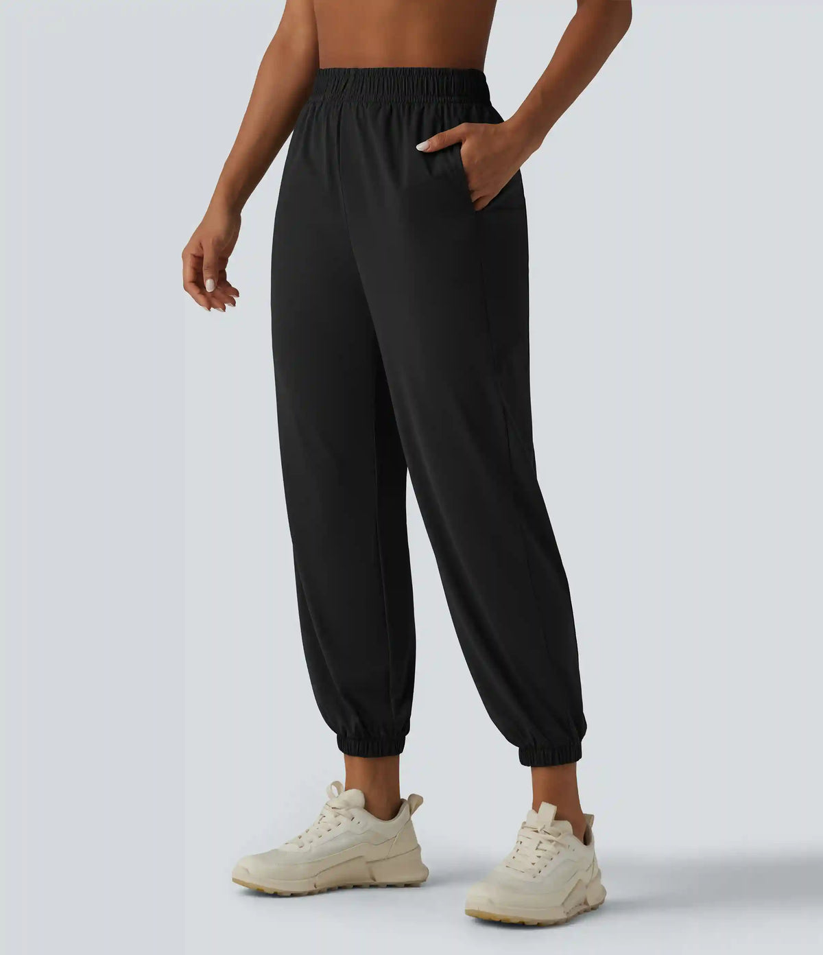 High Waisted Contrast Mesh InstantCool Workout Joggers with Pockets-UPF50+