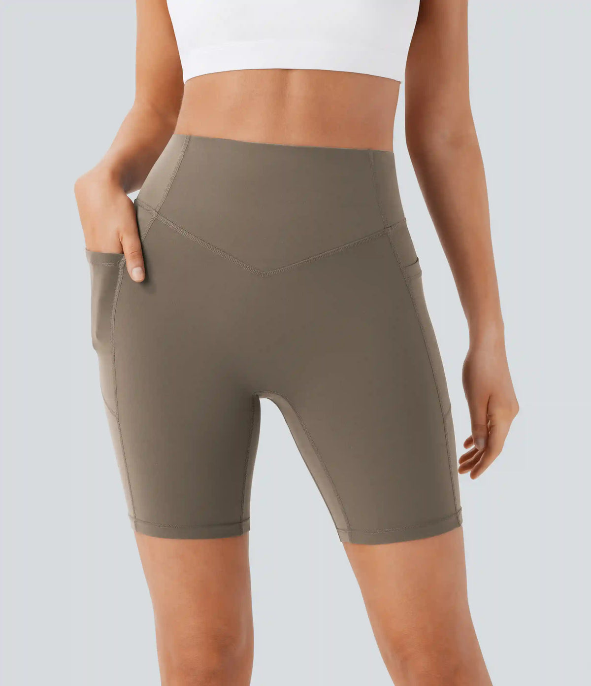 Halara UltraSculpt™ High Waisted Scrunch Butt Lifting Tummy Control Side Pocket Shaping Workout Biker Shorts 7''
