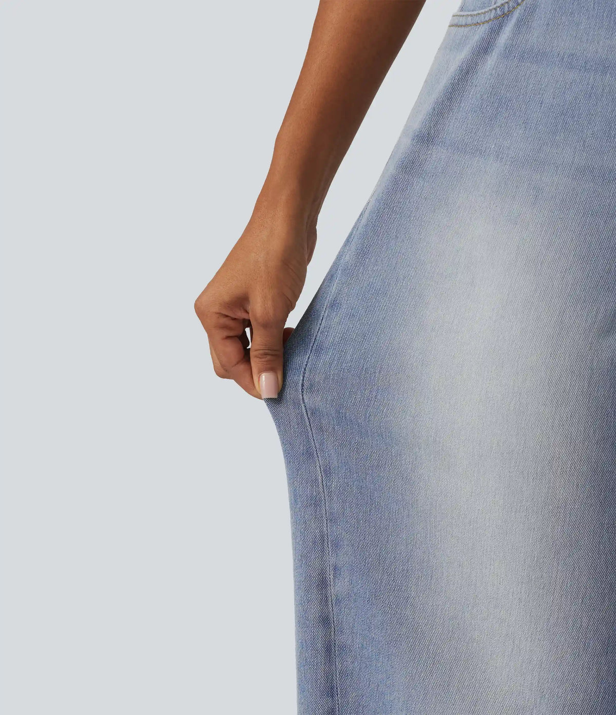 Halara Flex™ Mid Rise Barrel Leg Washed Casual Jeans with Pockets