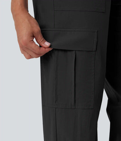 High Waisted Straight Leg Casual Pants with Pockets