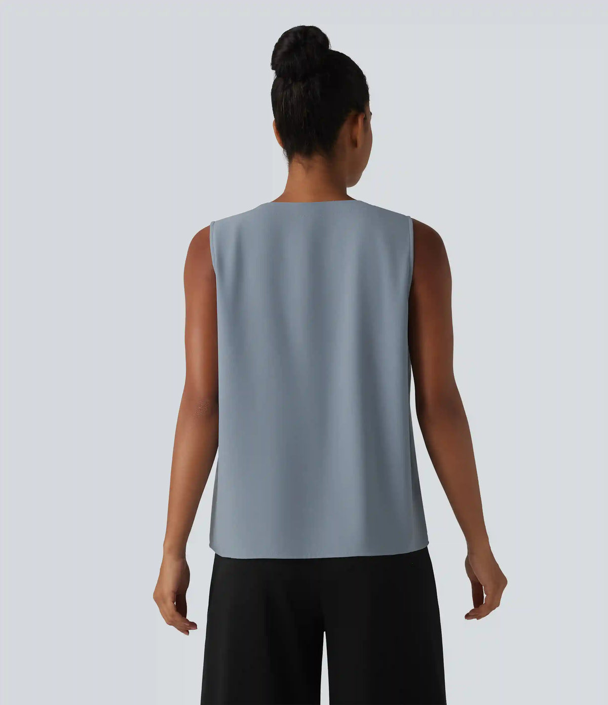 Wrinkle Recovery V Neck Sleeveless Oversized Work Blouse