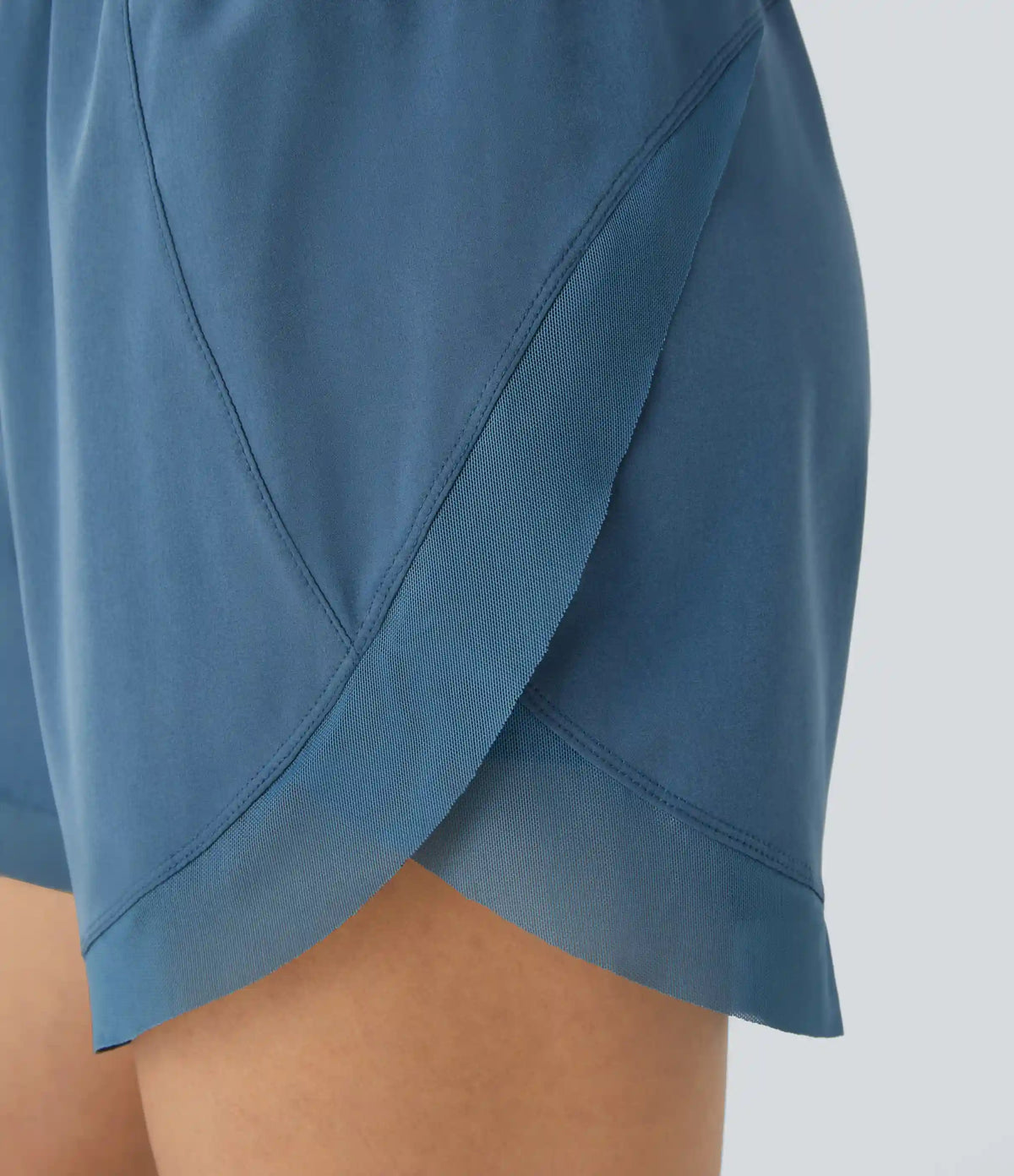 Mid Rise Drawstring Contrast Mesh 2-in-1 Flowy Running Shorts 5''