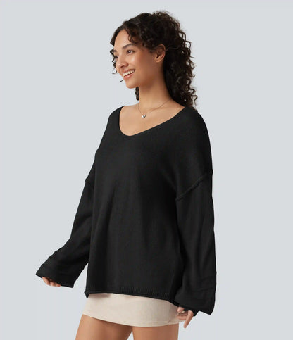 V Neck Long Sleeve Casual Sweater