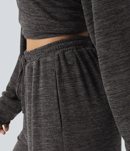 Mid Rise Drawstring Baggy Casual Pants with Pockets