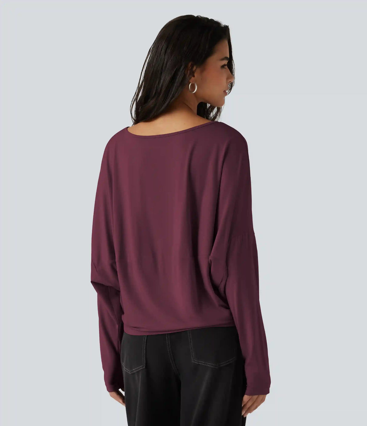 Round Neck Long Sleeve Relaxed Casual Top