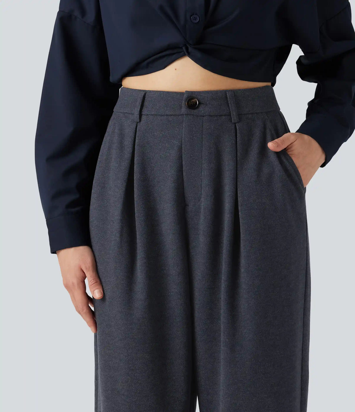 High Waisted Tapered Work Pants with Pockets