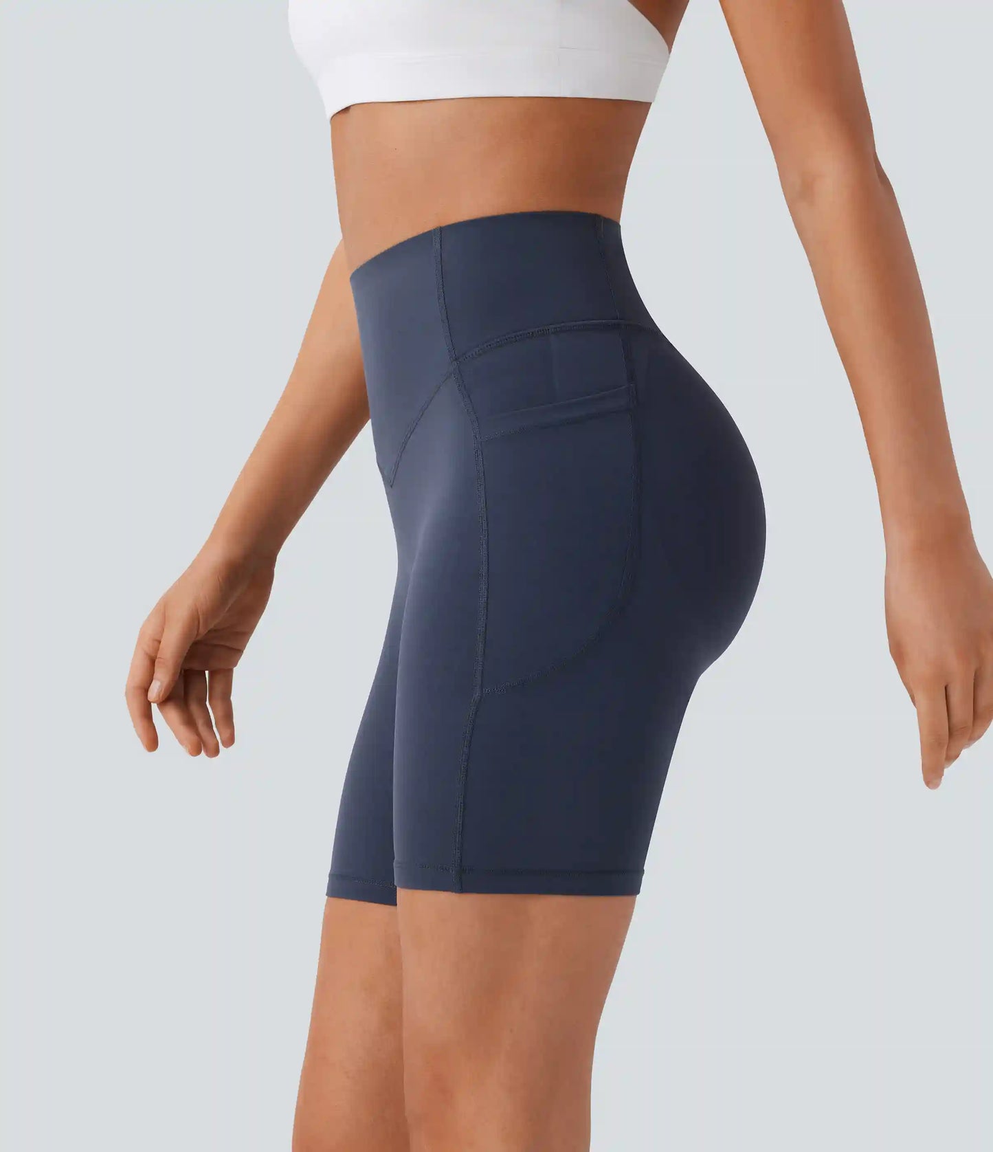 Halara UltraSculpt™ High Waisted Scrunch Butt Lifting Tummy Control Side Pocket Shaping Workout Biker Shorts 7''