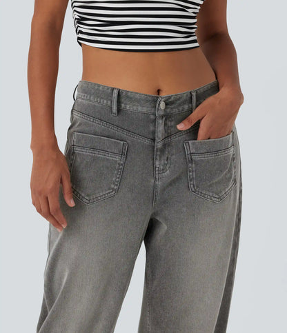 Halara Flex™ Mid Rise Straight Leg Casual Jeans with Pockets