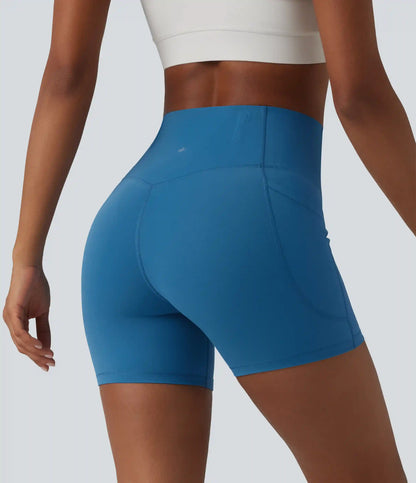 Halara UltraSculpt™ High Waisted Anti-Roll Tummy Control Shaping Workout Biker Shorts 5'' with Pockets