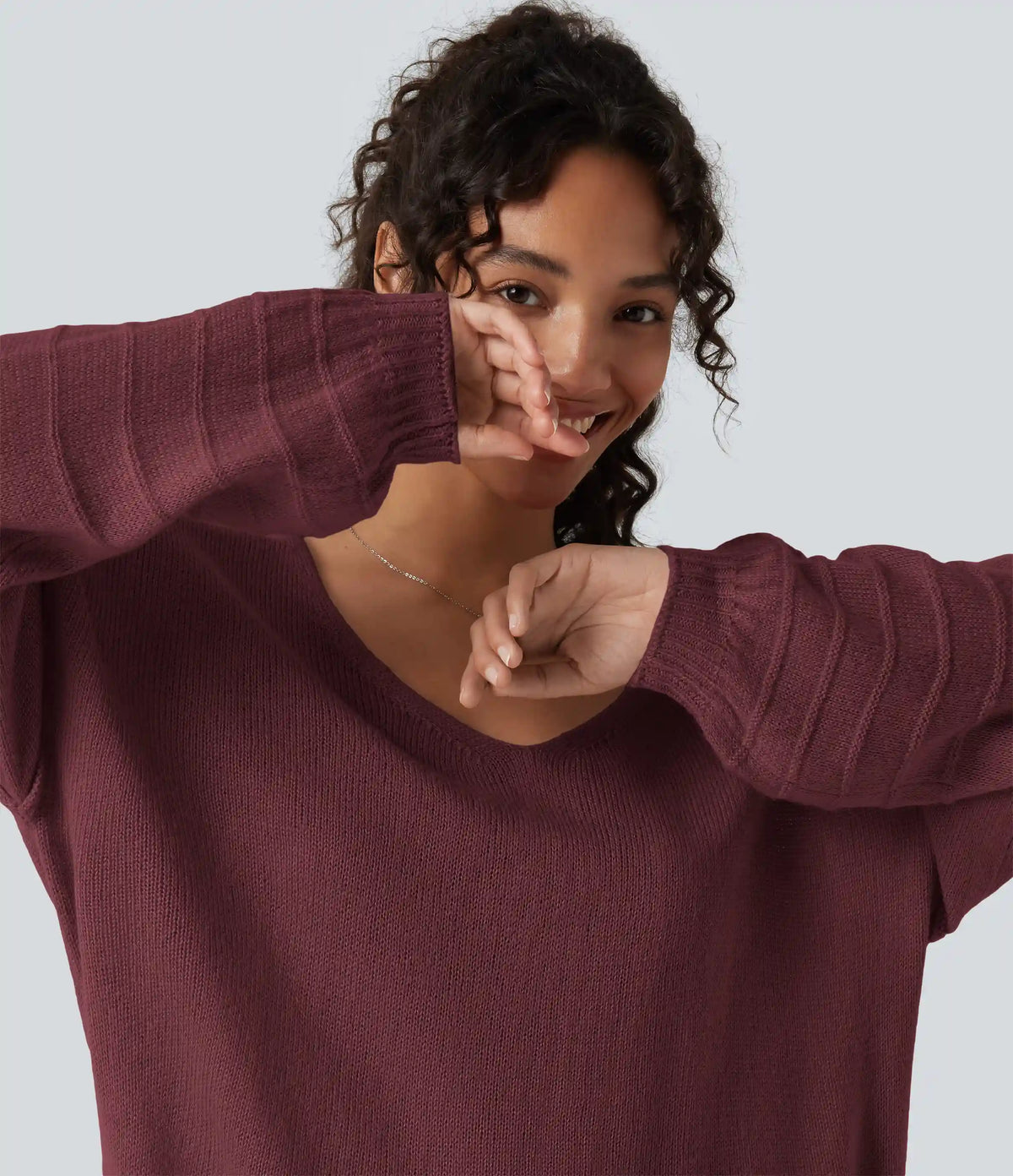 V Neck Long Sleeve Casual Sweater
