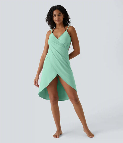 Spaghetti Strap Crossover Cover Up Wrap InstantCool Dress-UPF50+