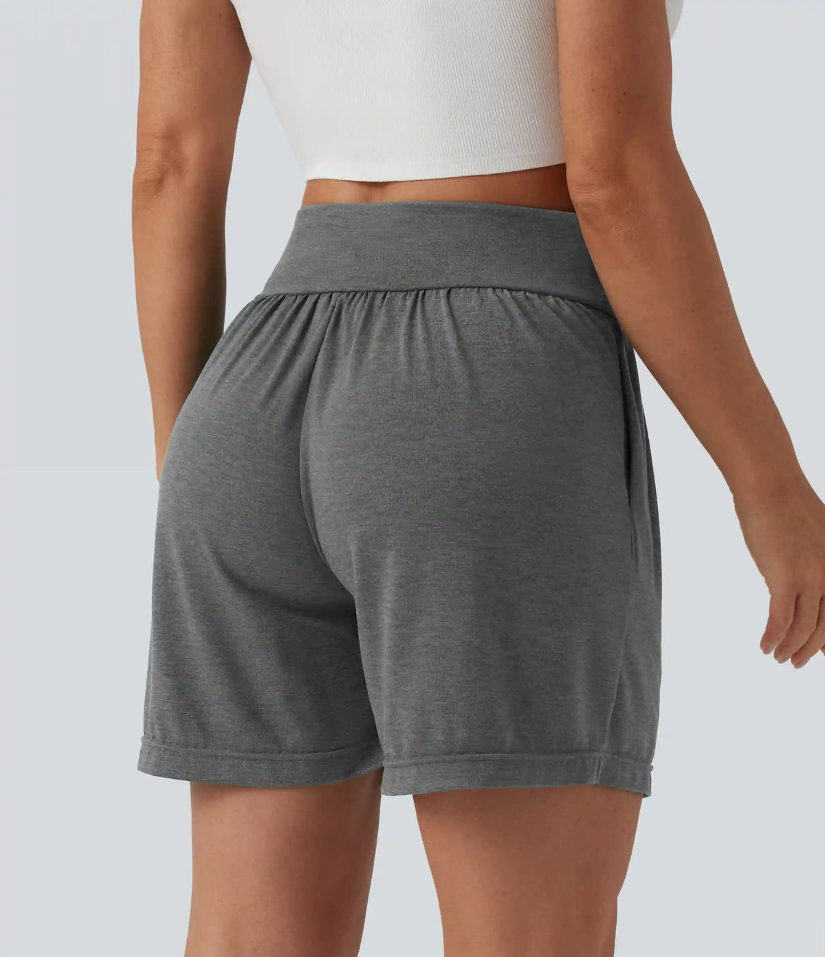 High Waisted Crossover Casual Shorts 5'' with Pockets