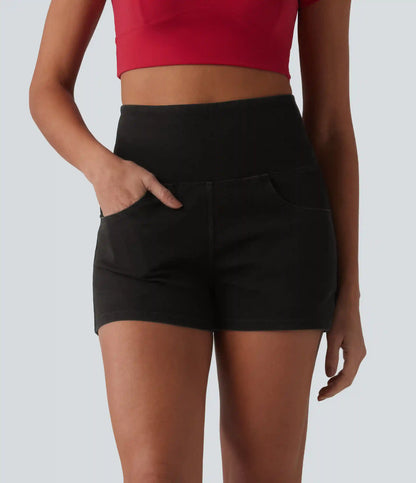 Halara Flex™ High Waisted Tummy Control Denim Casual Shorts 3'' with Pockets