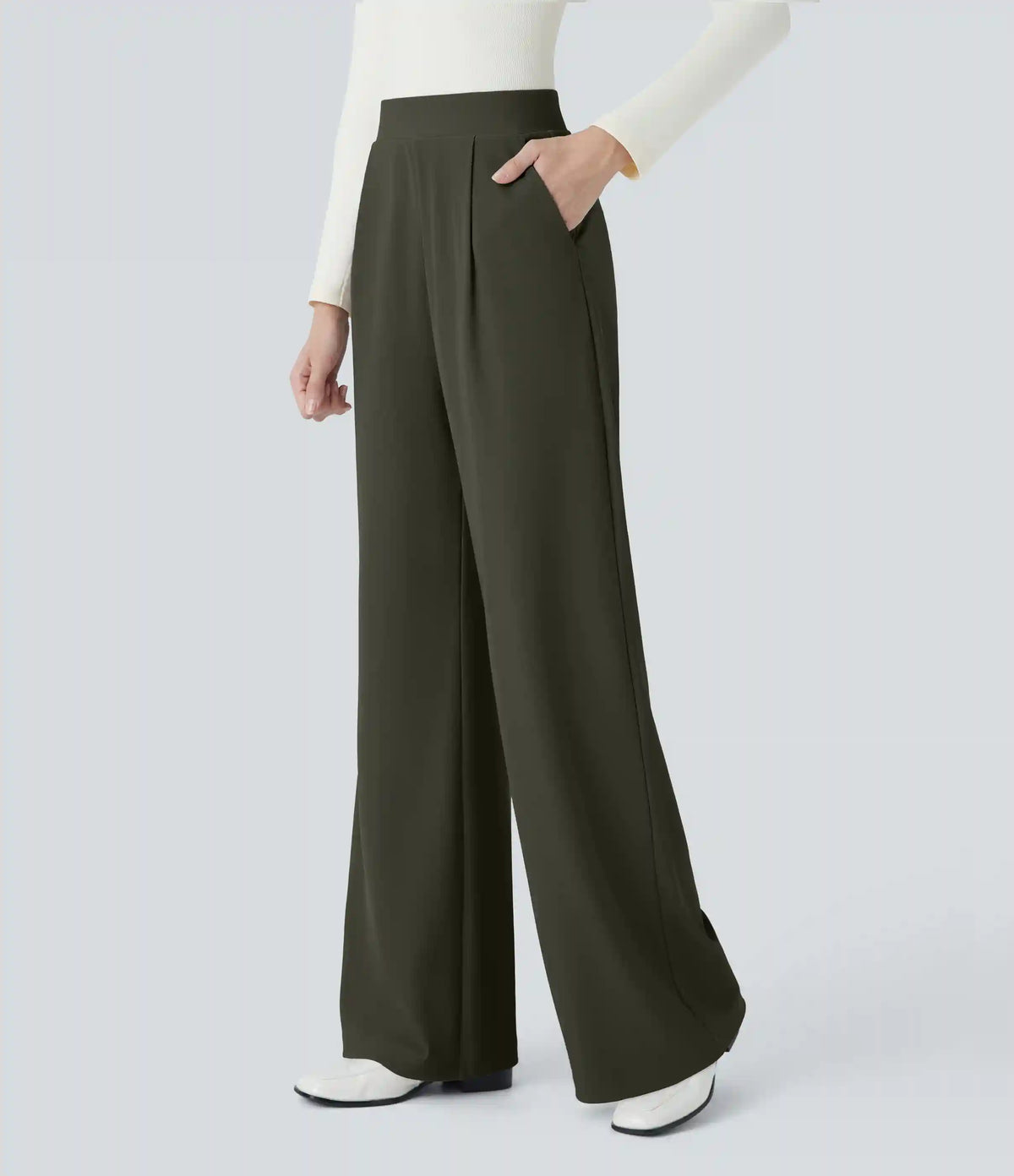 Halara Flex™ High Waisted Body Sculpt Waist-Slimming Pocket Wide Leg Micro Waffle Work Pants