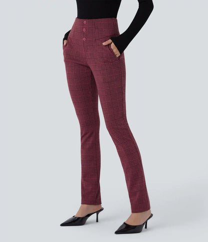 Halara Flex™ High Waisted Houndstooth Plaid Skinny Work Pants with Pockets