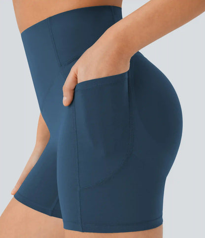 Halara UltraSculpt™ High Waisted Scrunch Butt Lifting Tummy Control Pocket Shaping Workout Biker Shorts 5''