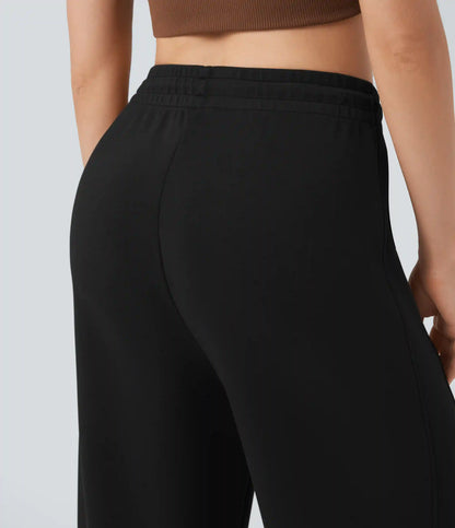 SpacerTek™ Mid Rise Drawstring Casual Straight-leg Pants with Pockets