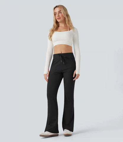 DayStretch Mid Rise Drawstring Slim Casual Flare Pants with Pockets