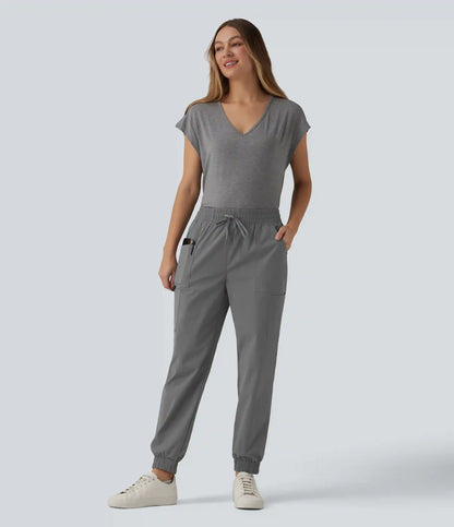 Mid Rise Drawstring Casual Cargo Joggers with Pockets