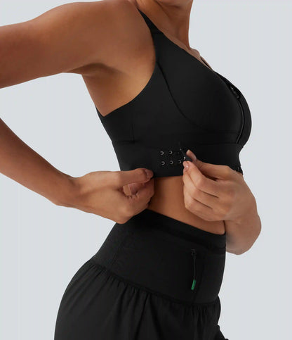 SpeedWave™ Medium Support Push Up Zipper Adjustable Buckle Quick Dry Running Sports Bra