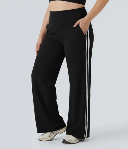 Plus Size Halara UltraSculpt™ High Waisted Tummy Control Color Block Stripes Yoga Baggy Pants with Pockets