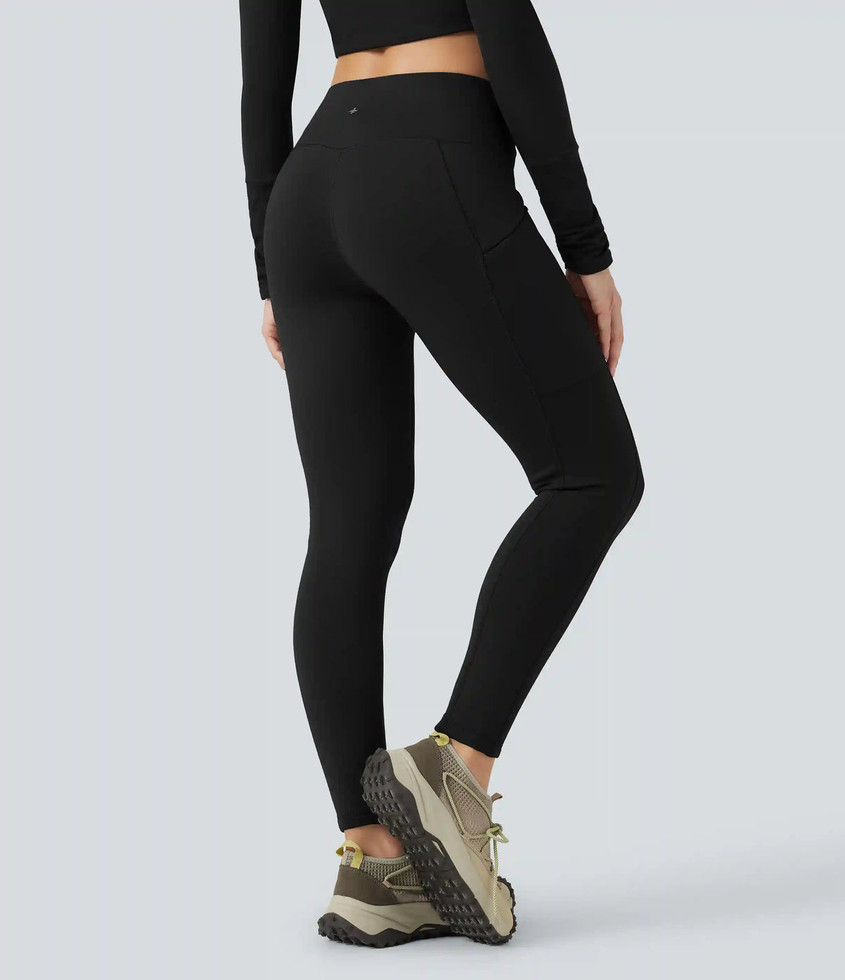 High Waisted Drawstring Fleece 7/8 Hiking Leggings with Pocket