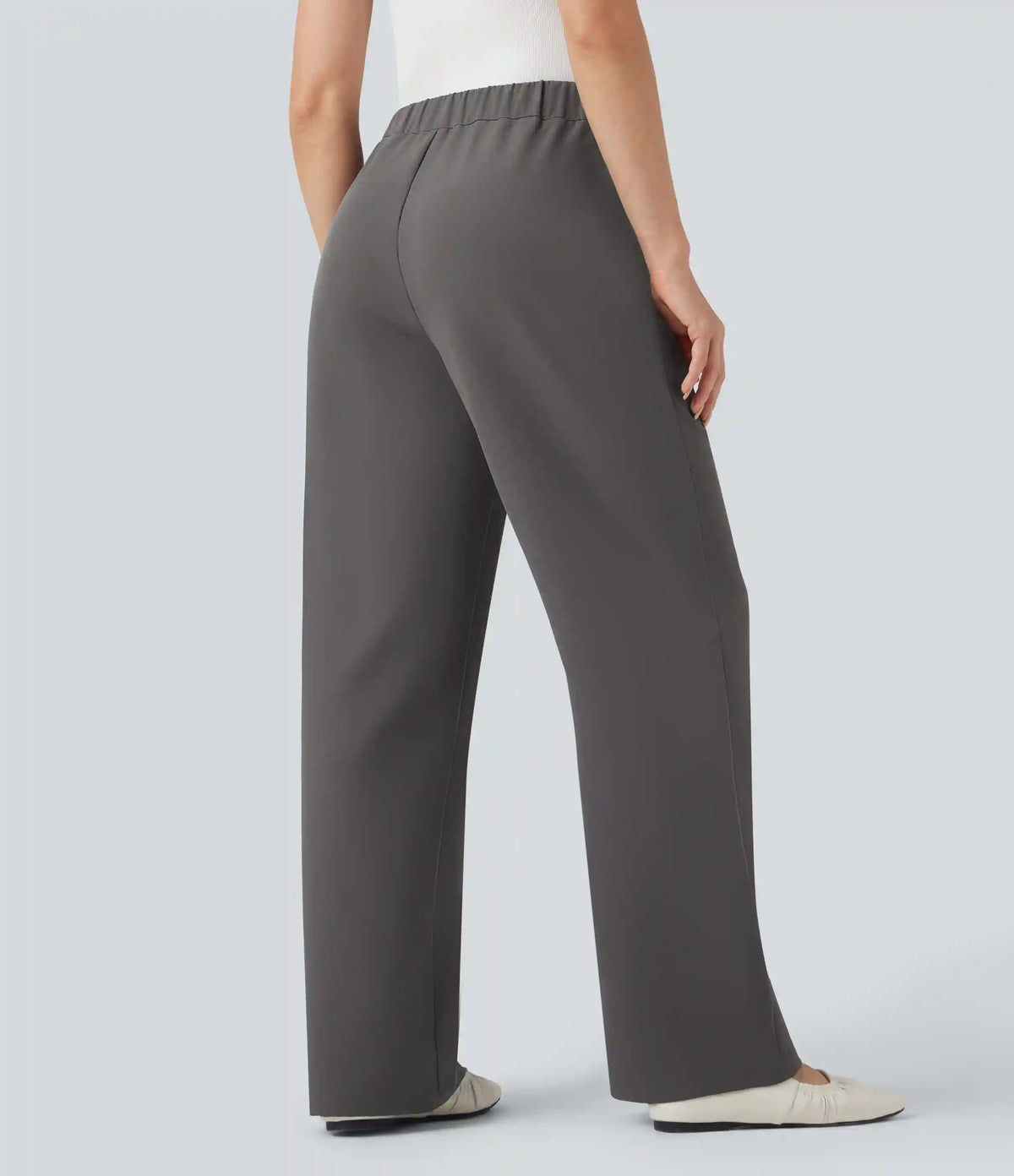 High Waisted Straight Leg Work Pants with Pockets