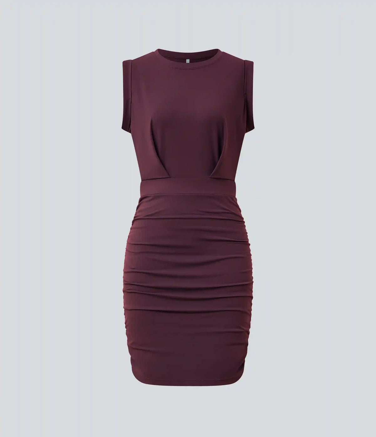 SoftlyZero™ Airy Round Neck Sleeveless Ruched InstantCool Bodycon Mini Party Dress